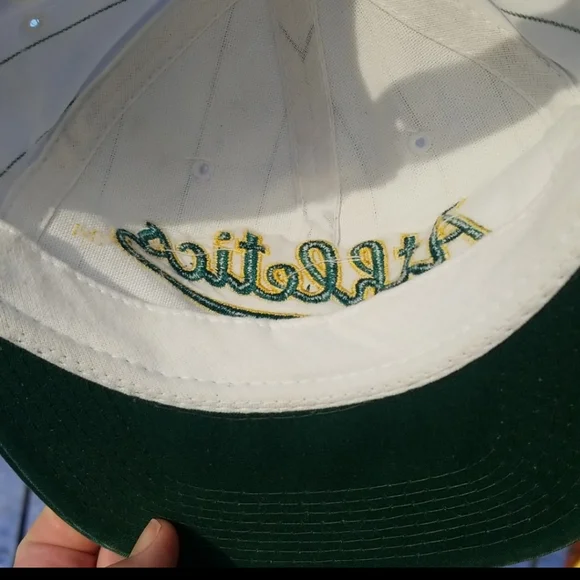 vtg Oakland A's Script Snapback Pin Stripe Starter Hat - CLEAN - Picture 11 of 11